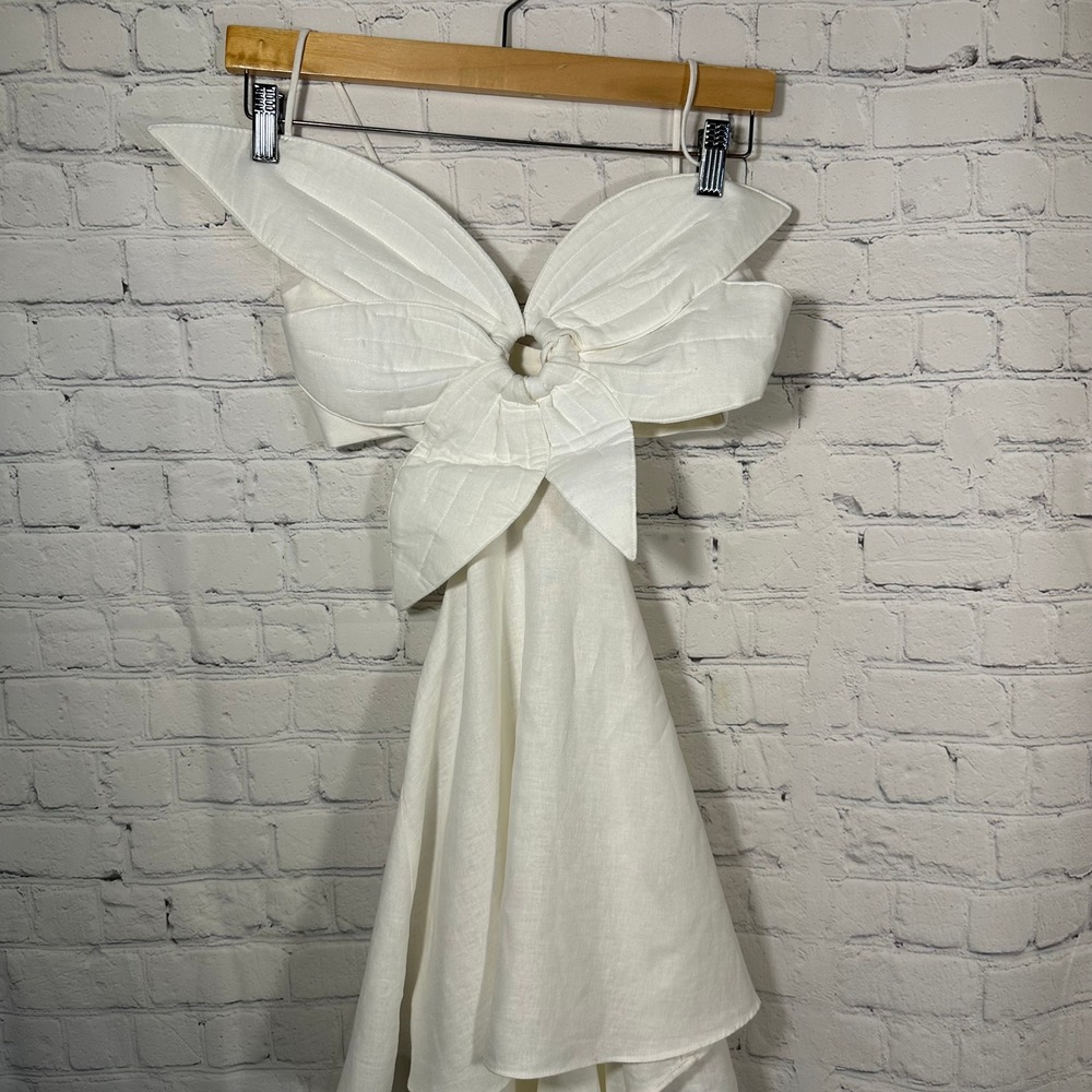 FARM Rio Off-White Flower Maxi Dress Cutout Tiered 309145 XXS New - Picture 2 of 15